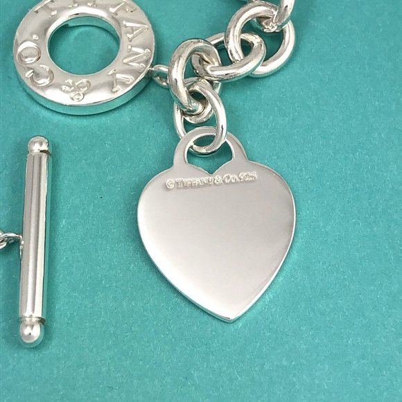 Tiffany & Co Blank Heart Tag Toggle Charm Bracelet in Sterling Silver - Picture 3 of 11